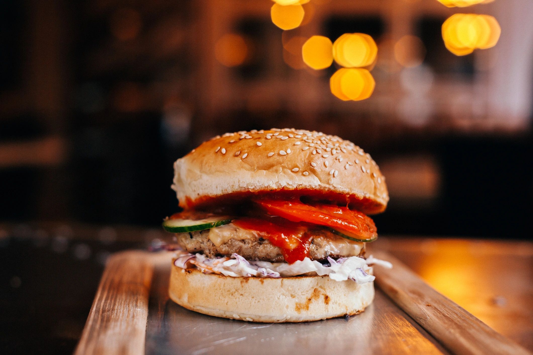 Spicy burger with chili sauce