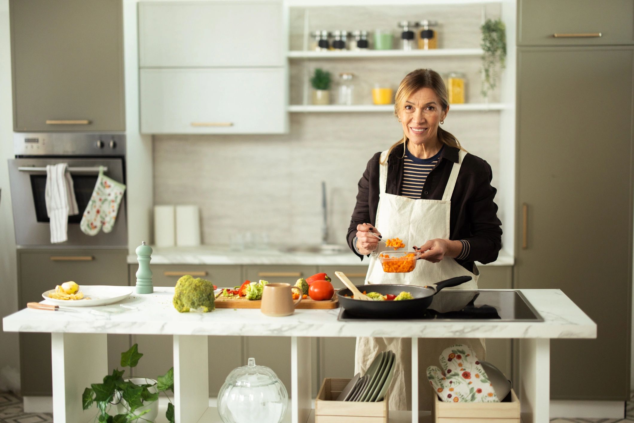 Cook preparing fresh food in a clean kitchen