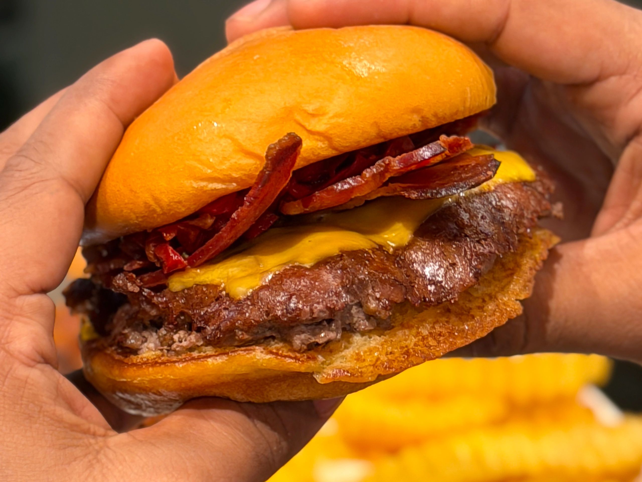 Classic cheeseburger close-up
