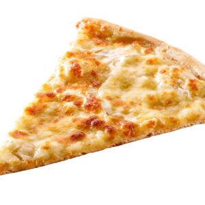 slice of cheese pizza close-up isolated