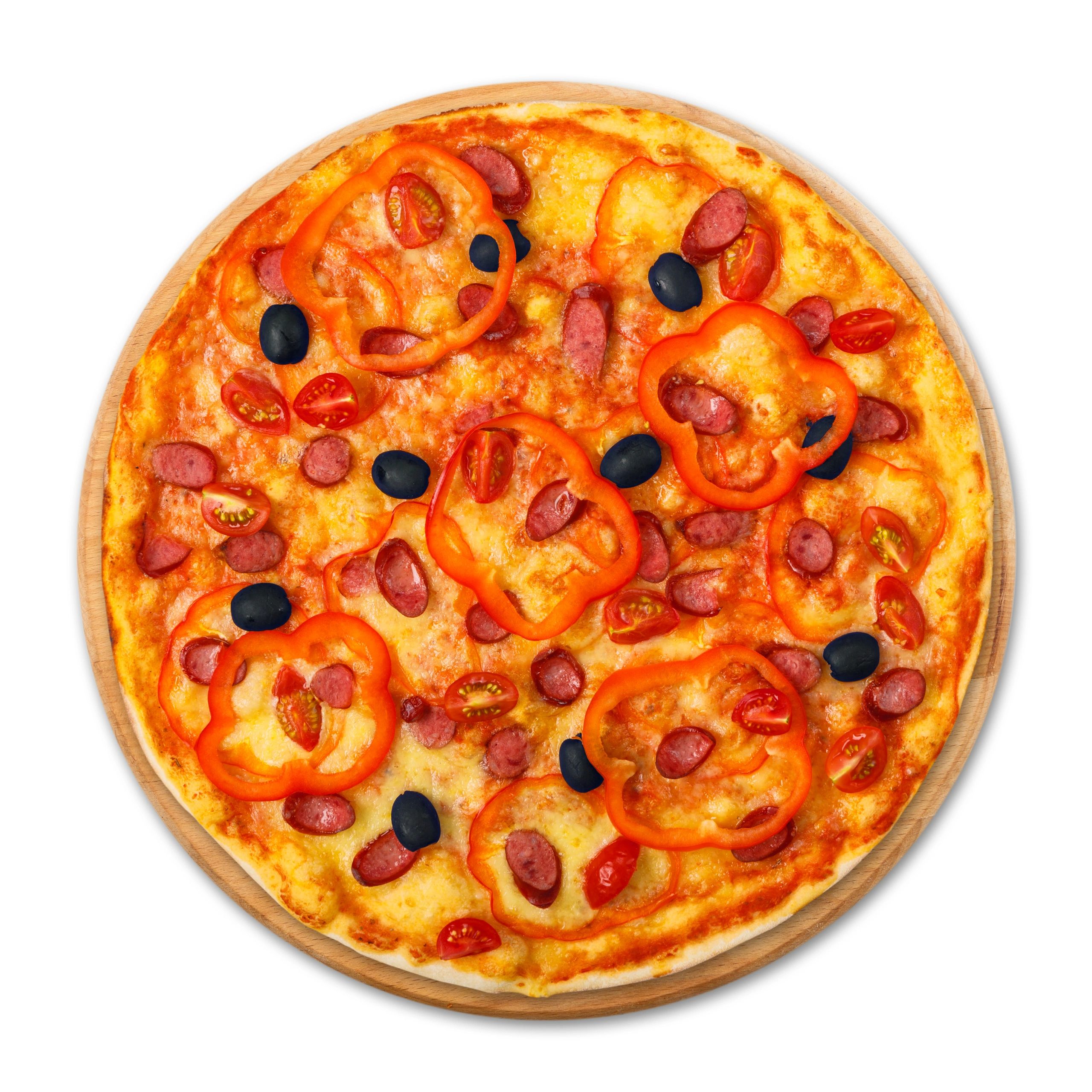 Italian pizza with olives and peppers